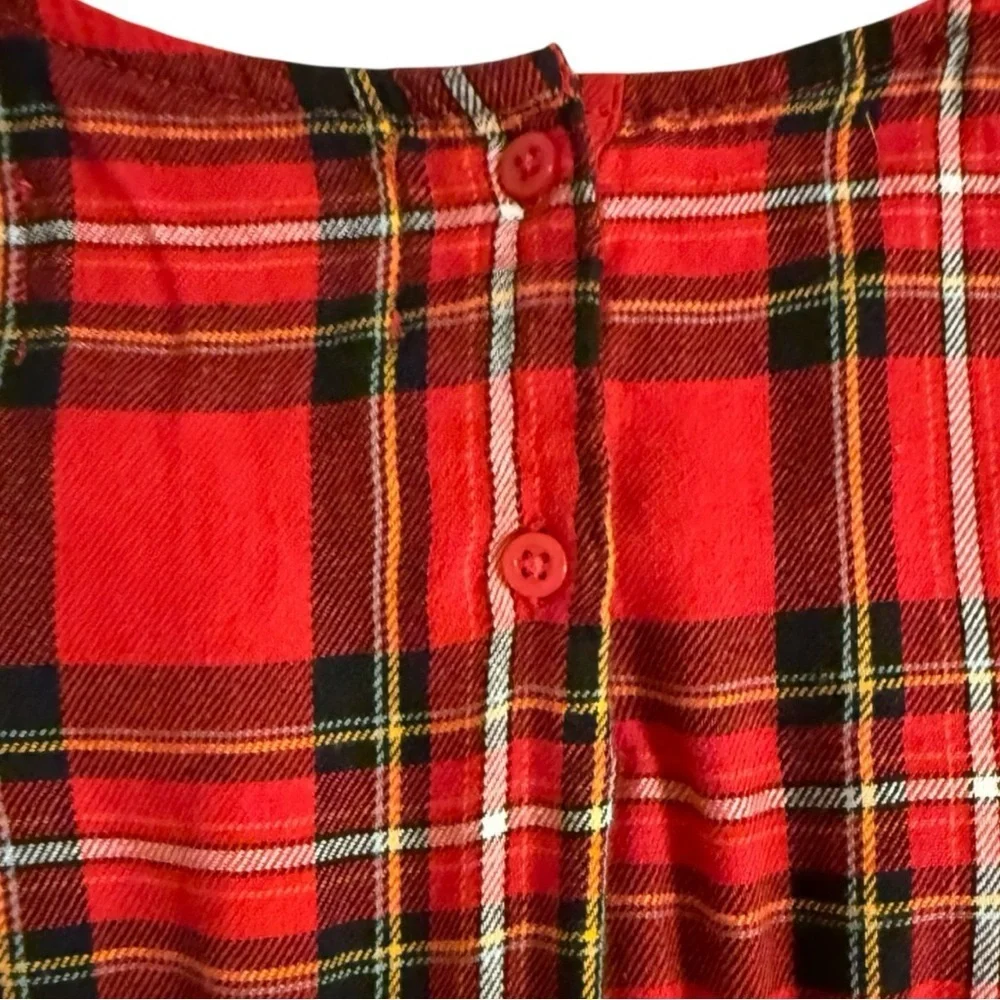Red Plaid Long Sleeve Dress